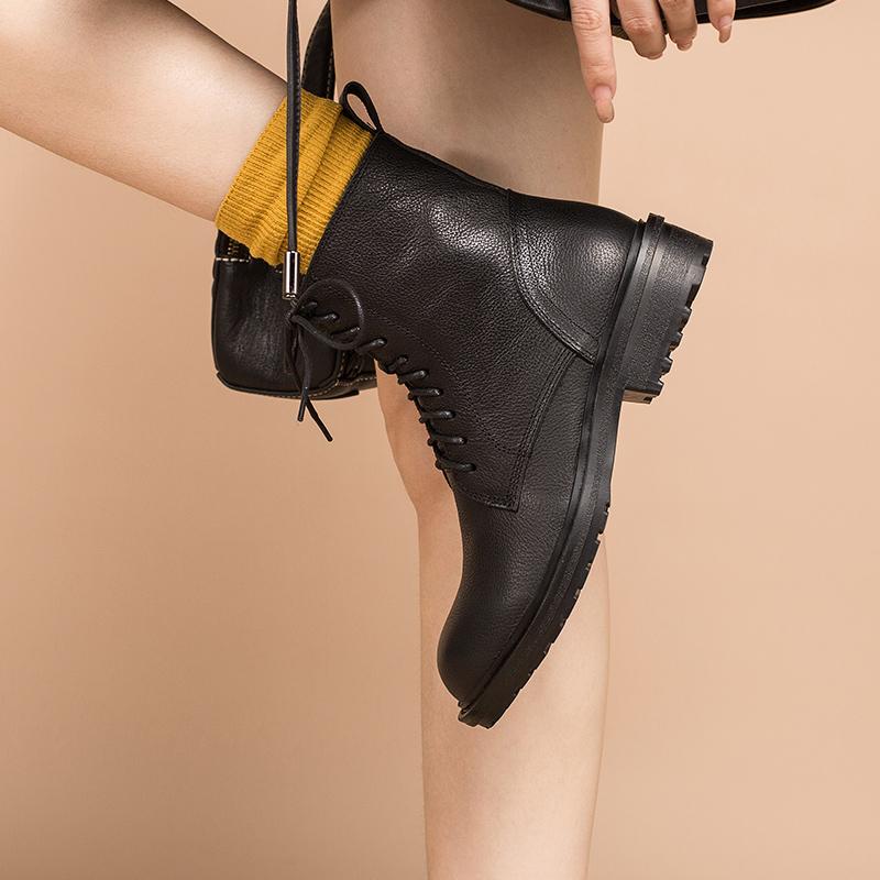Retro Leather Combat Boots Designer Retro Chunky Riding Boots Side Zip Handmade Dark Yellow/Coffee/Black