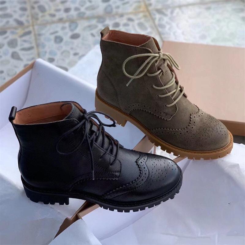 Handmade Suede Leather Wingtip Brogue Boots Black/Khaki