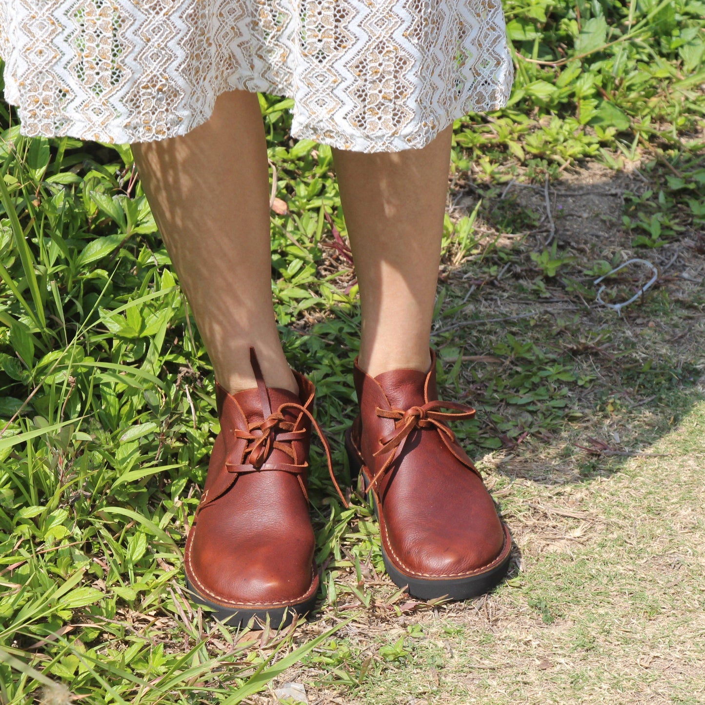 Middle English-Womens Handmade Full Grain Leather Flats Ankle Boots- Black/Brown