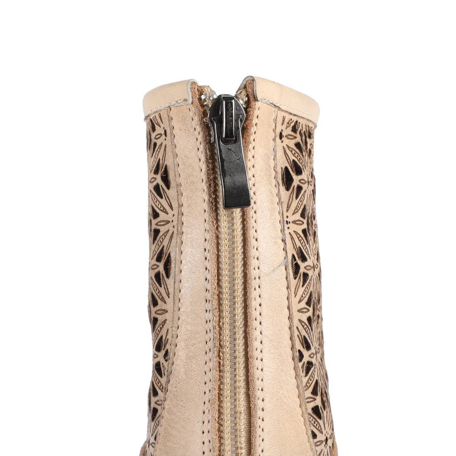 Handmade Genuine Leather Summer Boots Cut Out Breathable Zip Short Boots