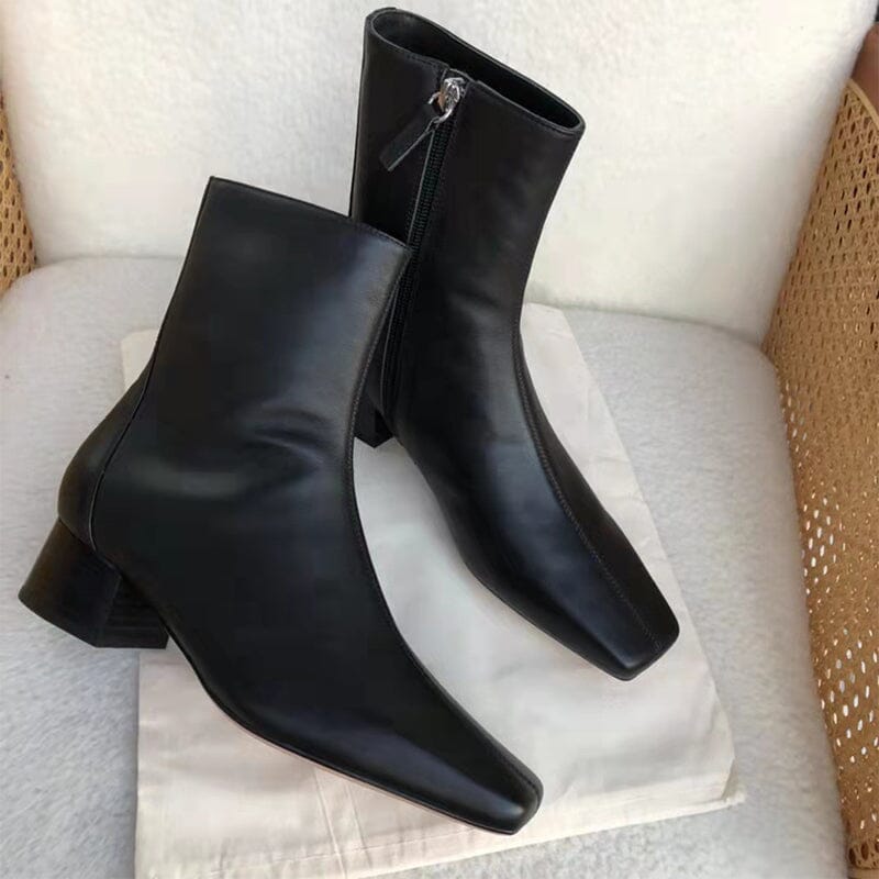 Classic Slimming Boots Elegant Glove-Like Ankle Boots Mid Heel Side Zipper Boots