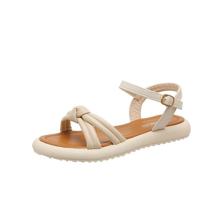 Women's Summer Beach Buckle Flat Peep Toe Sandals