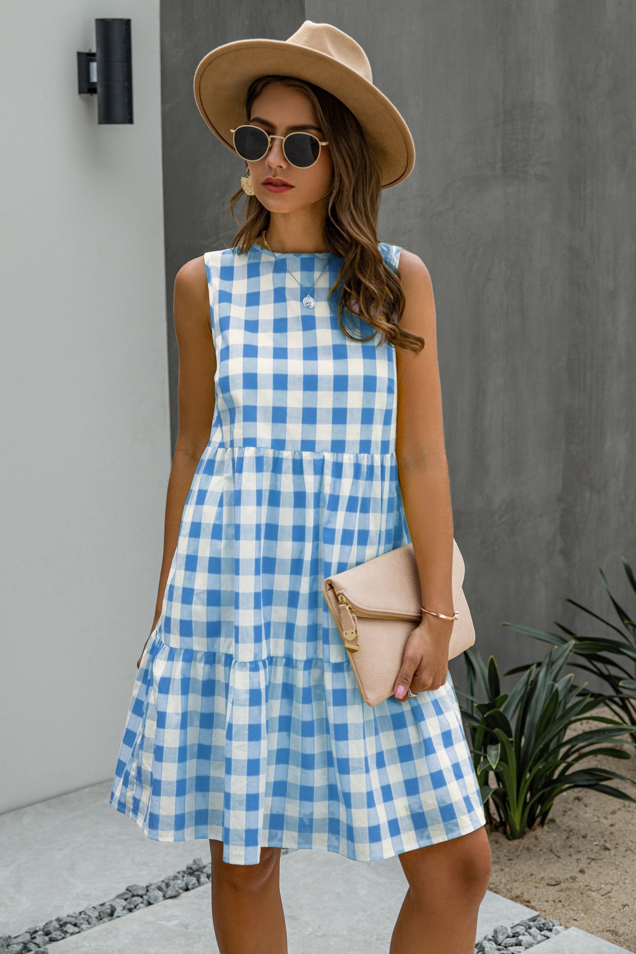 Stay Sweet Plaid Dress - Black