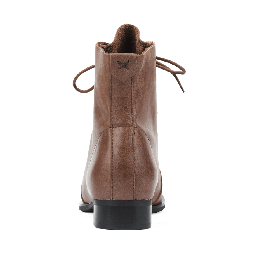 Women Boots Lace Up Short Boots Handmade Leather Full Grain Leather Black/Brown