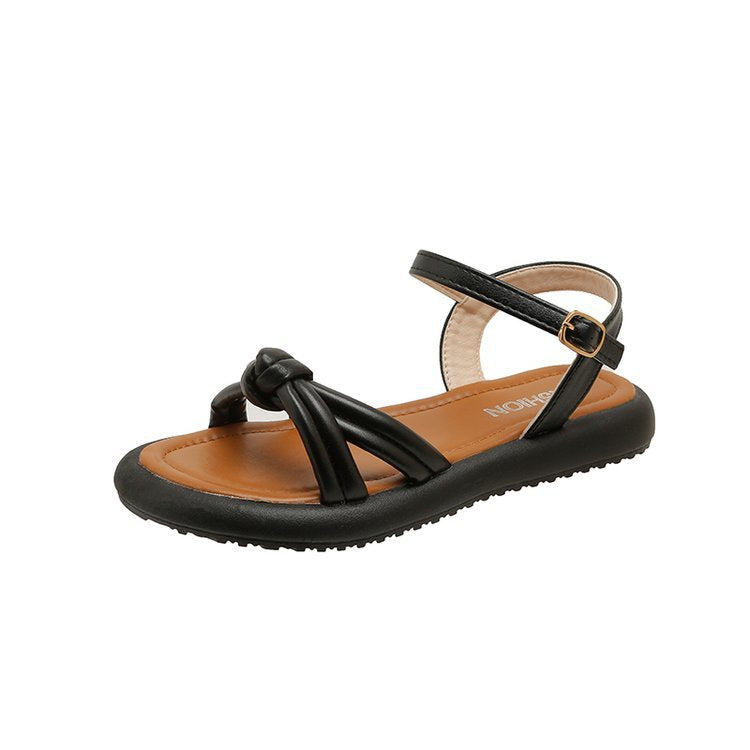 Women's Summer Beach Buckle Flat Peep Toe Sandals