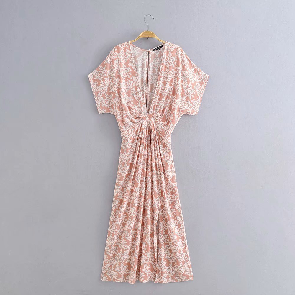 Side Split V-neck Bat Sleeve Dress