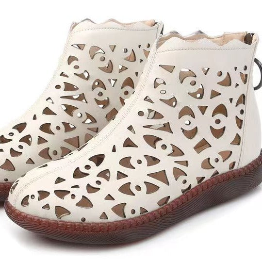 Women's Hollow Hole Fashion Back Zipper Retro Sandals