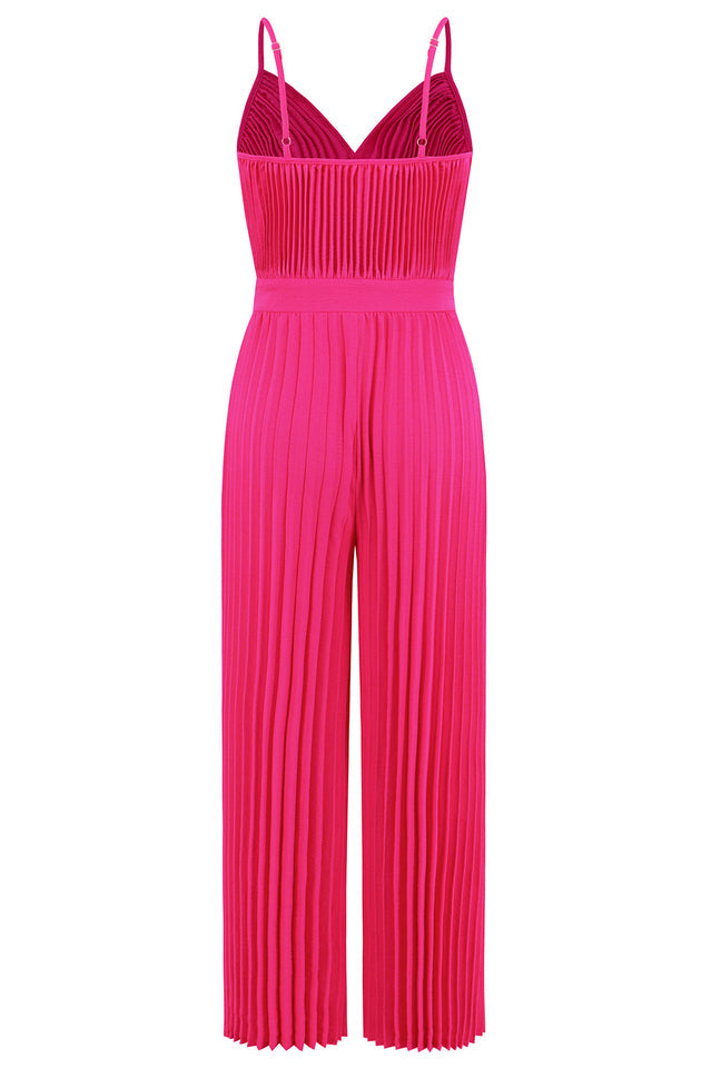 V Neck Pleated Jumpsuit