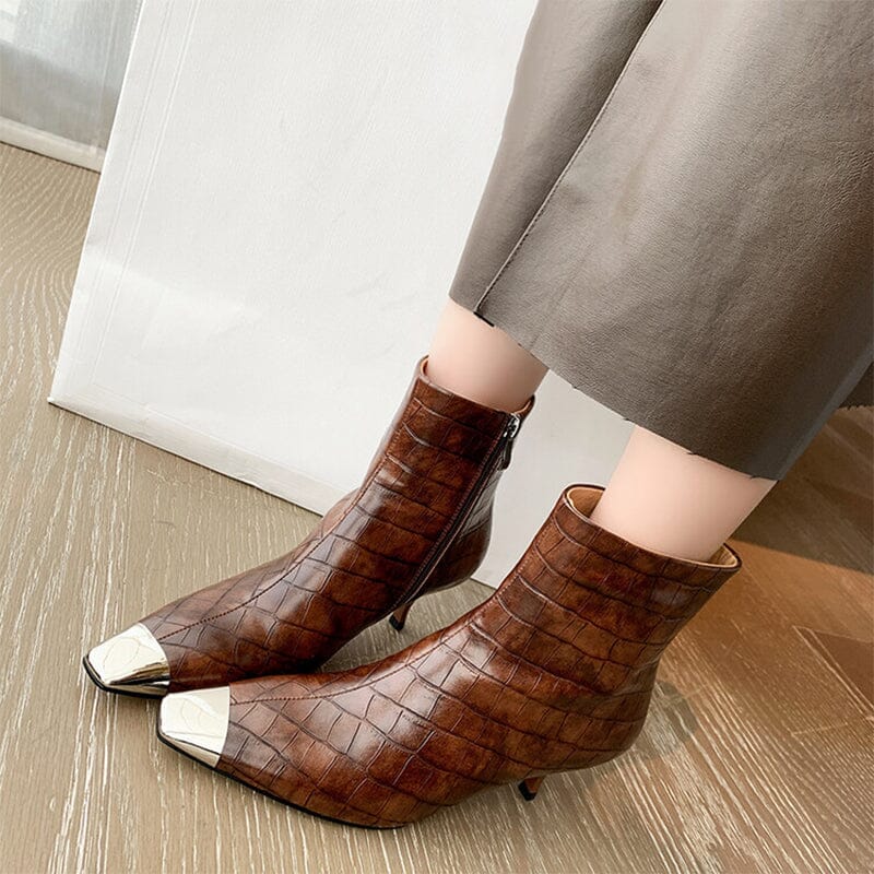 Classic Slimming Boots Elegant Glove-Like Ankle Boots Kitty Heel Side Zipper Boots
