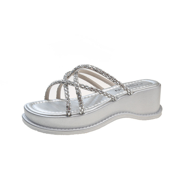 Women's Platform Rhinestone Outer Wear Fashion Open Sandals