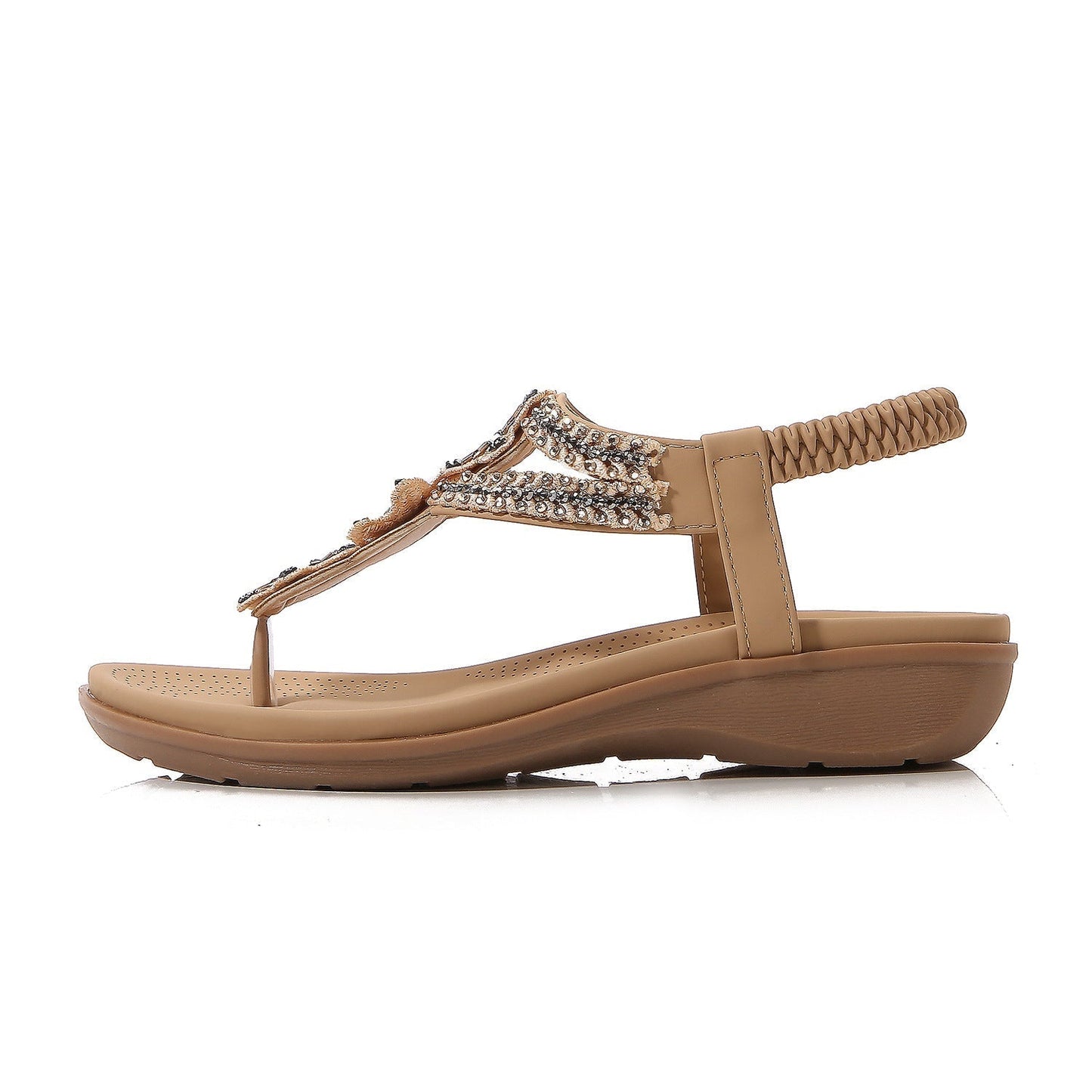 Vintage Rhinestone Beaded Soft Comfortable Beach Sandals