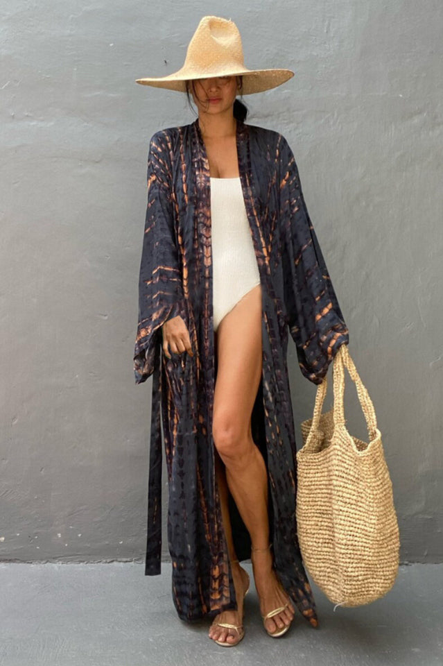 Beach Color Block Printing Cover Up