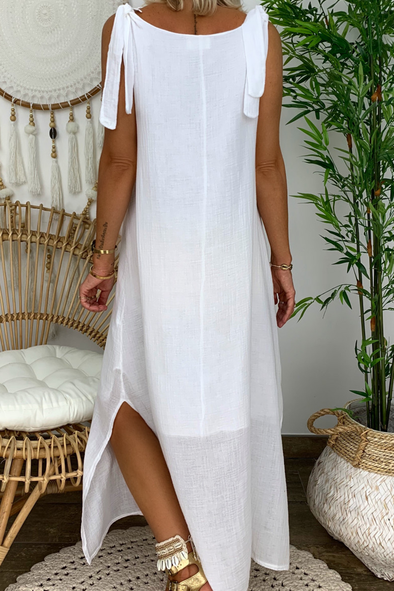Casual Solid Lace Patchwork A Line Dresses