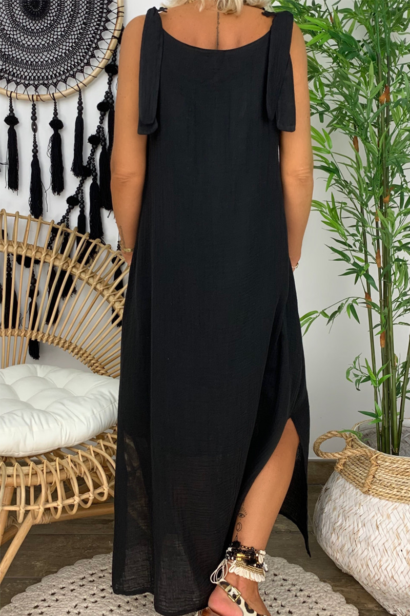 Casual Solid Lace Patchwork A Line Dresses