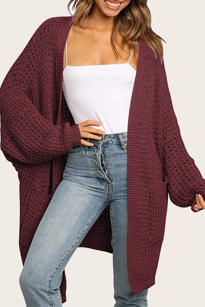 Casual Solid Pocket V Neck Tops Sweater(10 Colors)