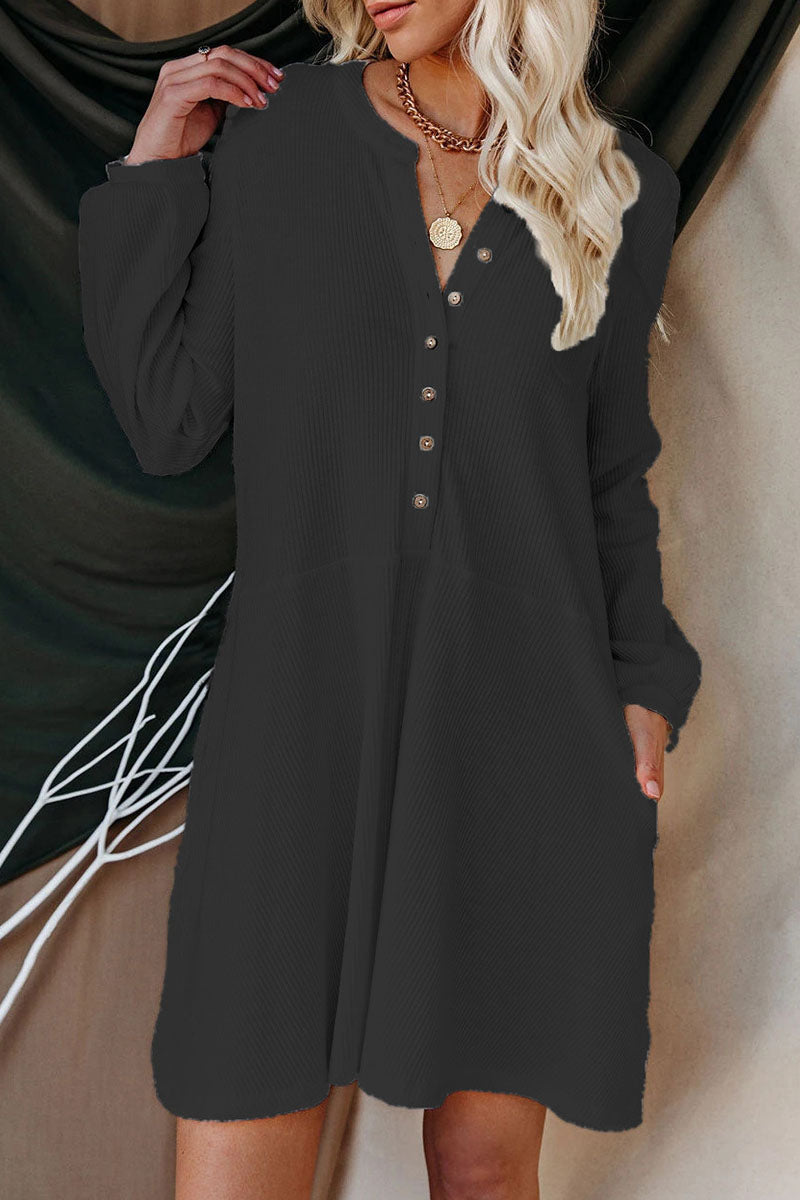 Fashion Casual Solid Split Joint O Neck Princess Dresses