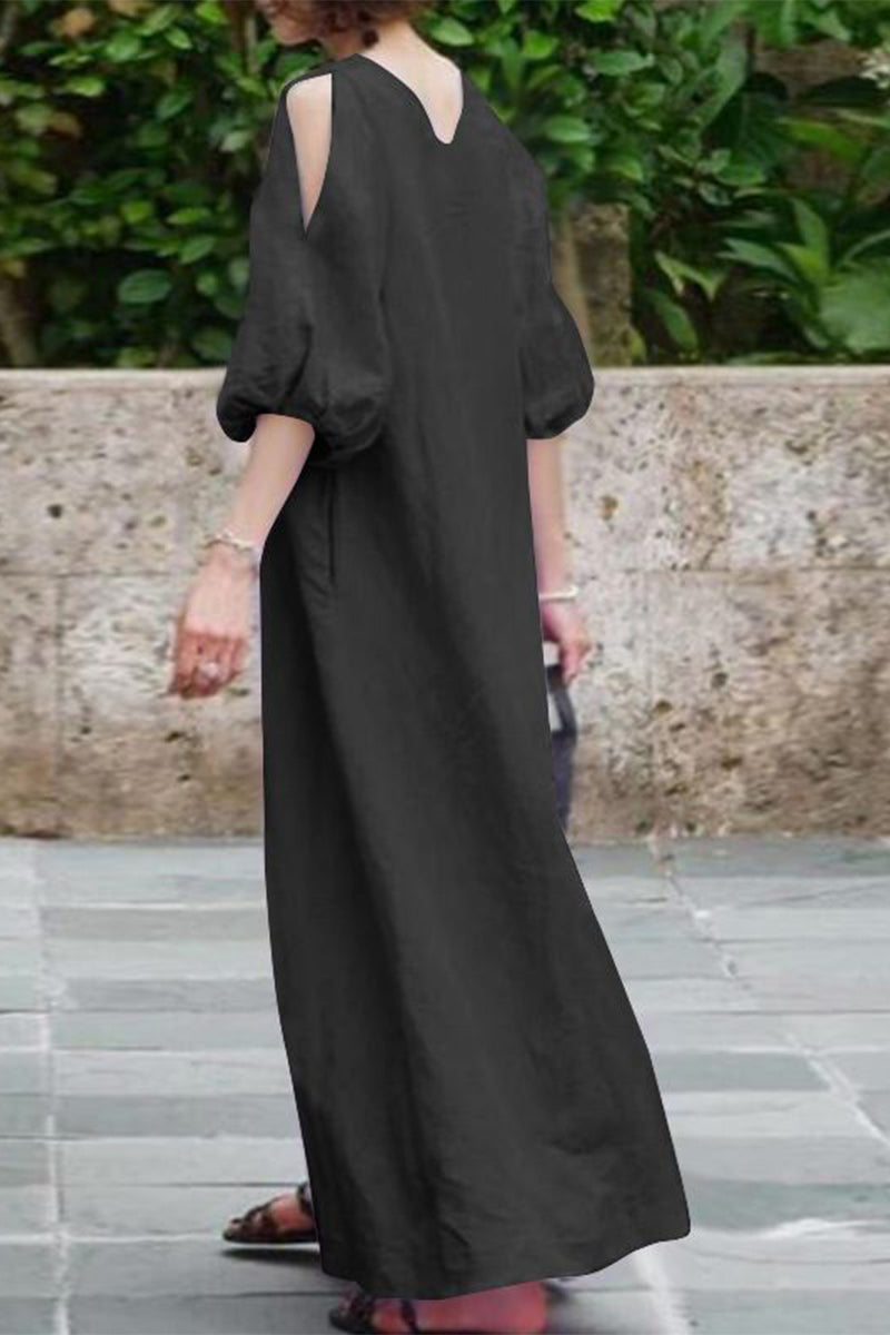 Casual Simplicity Solid Color O Neck Dresses(3 Colors)