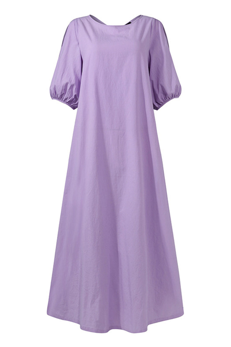 Casual Simplicity Solid Color O Neck Dresses(3 Colors)
