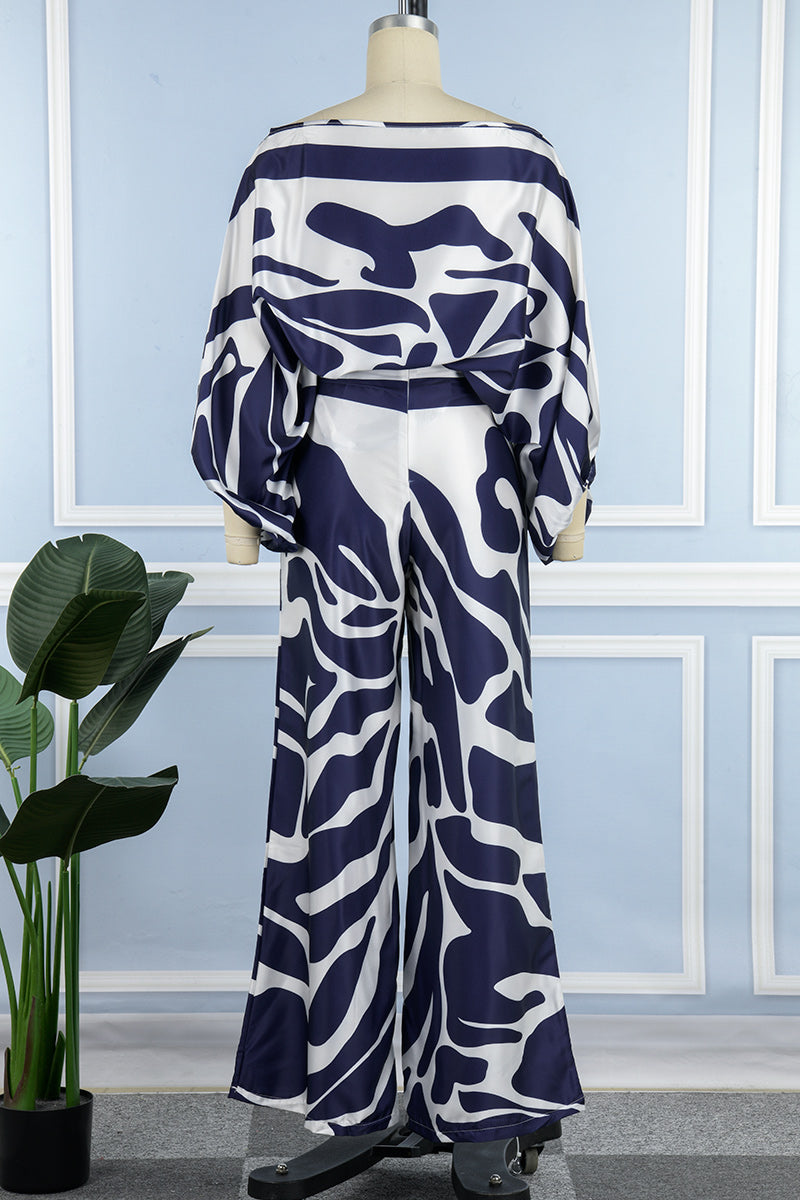 Casual Elegant Print Patchwork Off the Shoulder Long Sleeve Two Pieces(12 Colors)