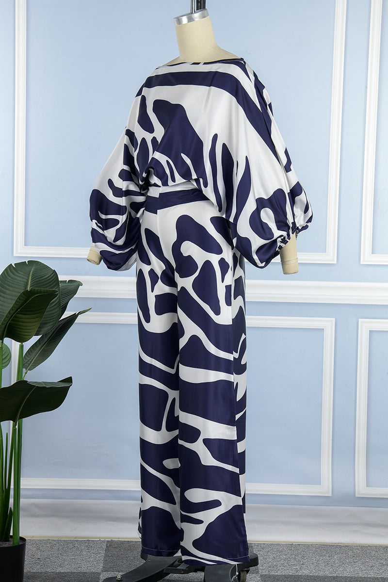 Casual Elegant Print Patchwork Off the Shoulder Long Sleeve Two Pieces(12 Colors)