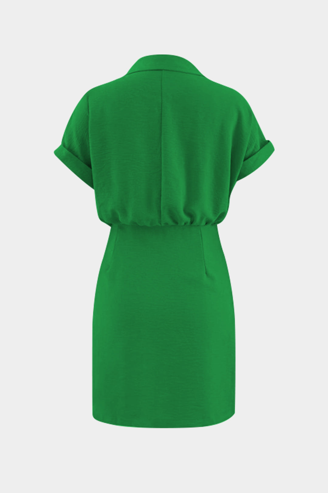 V-Neck Ruched Short Sleeve Midi Dress