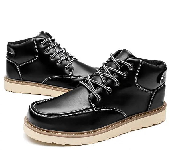 Men Comfy Leather Lace Up Ankle Boots Winter Warm Shoes