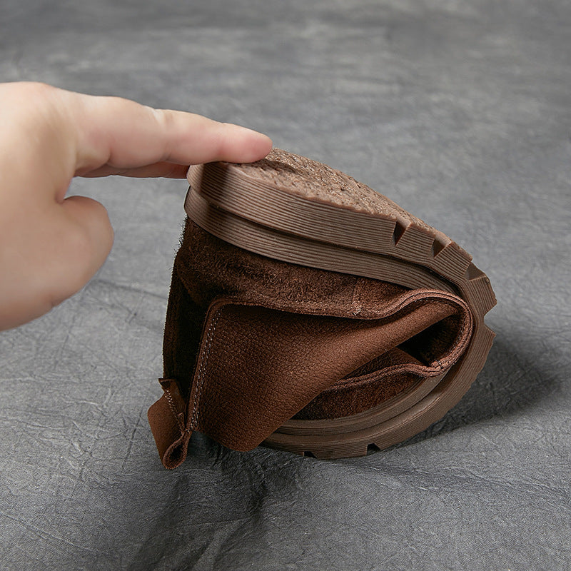 Handmade Leather Lace Up Ankle Boots For Women Soft Short Boots For Fall And Winter Coffee/Khaki