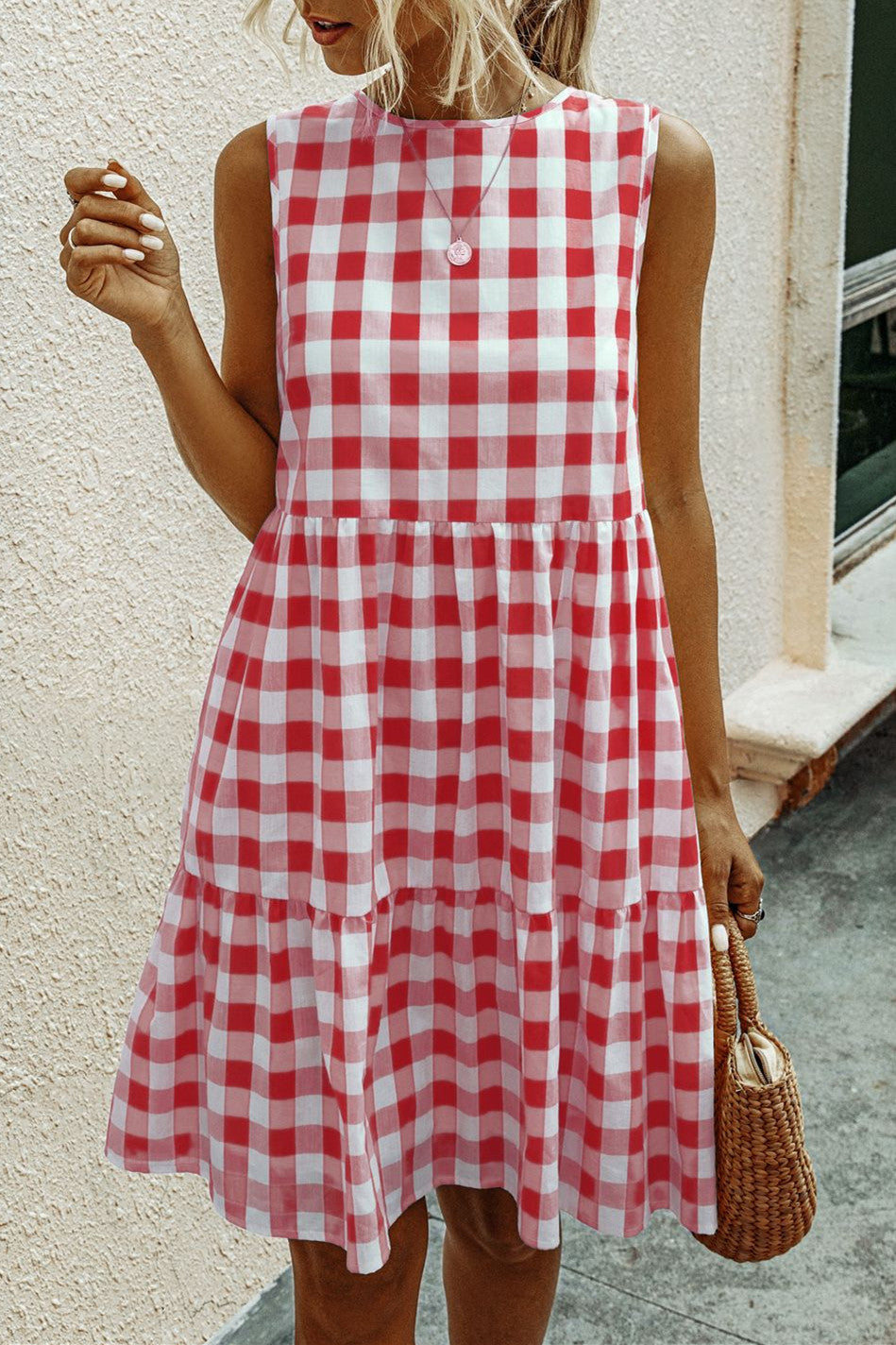 Stay Sweet Plaid Dress - Black