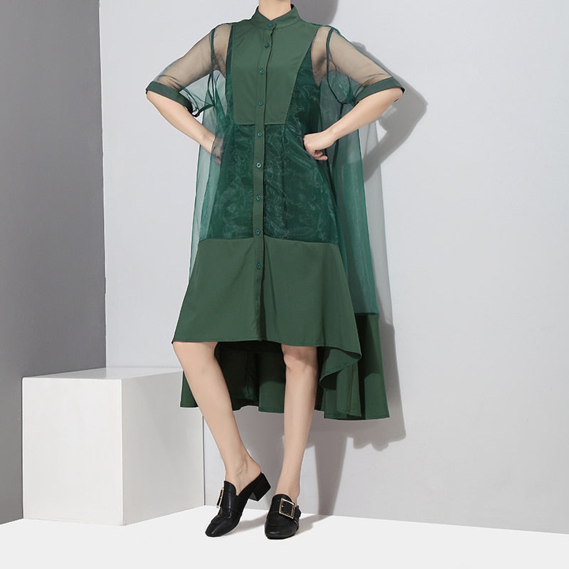 Green Eyes Two Pieces Midi Dress