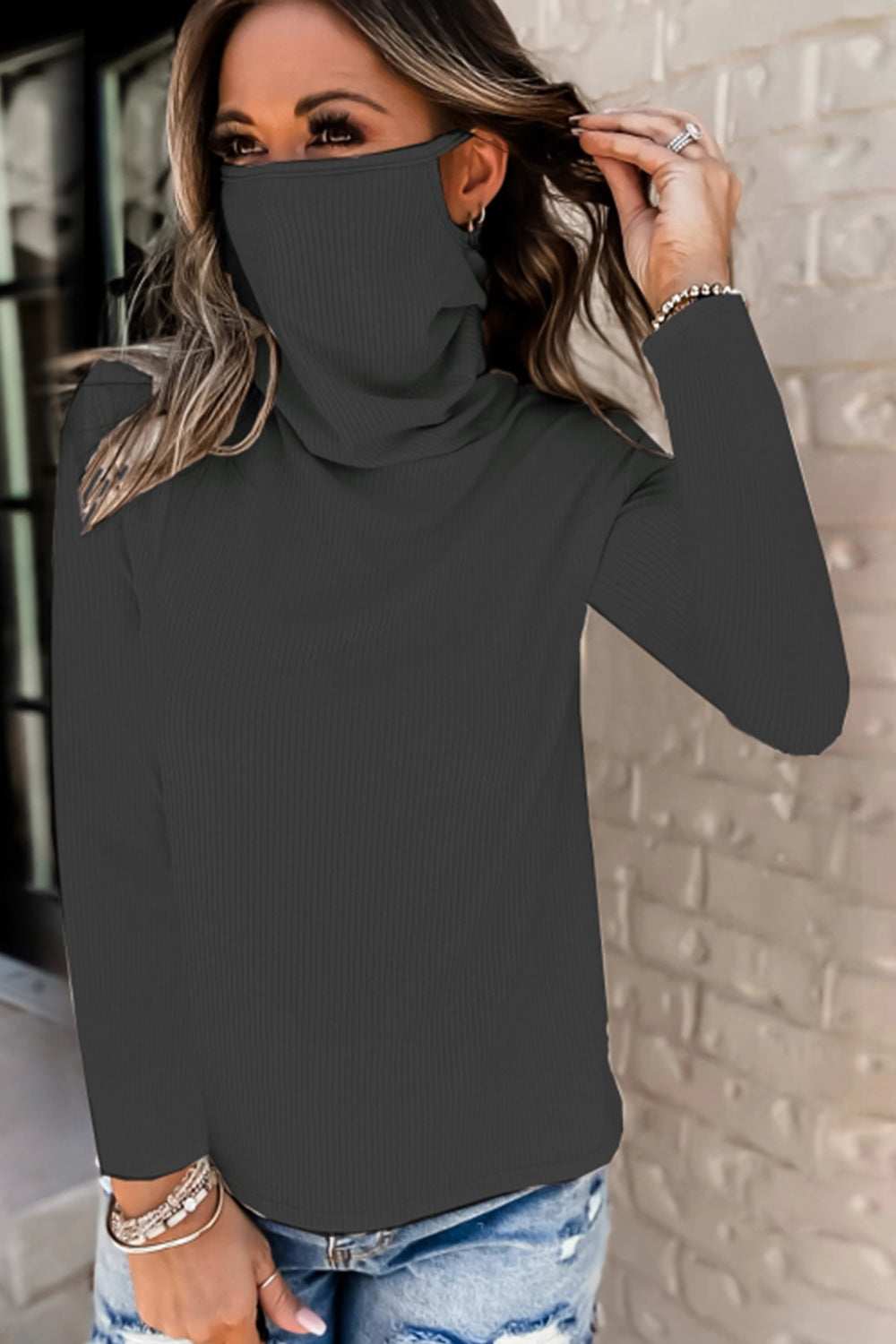 Stacked Collar Mask Fleece Top