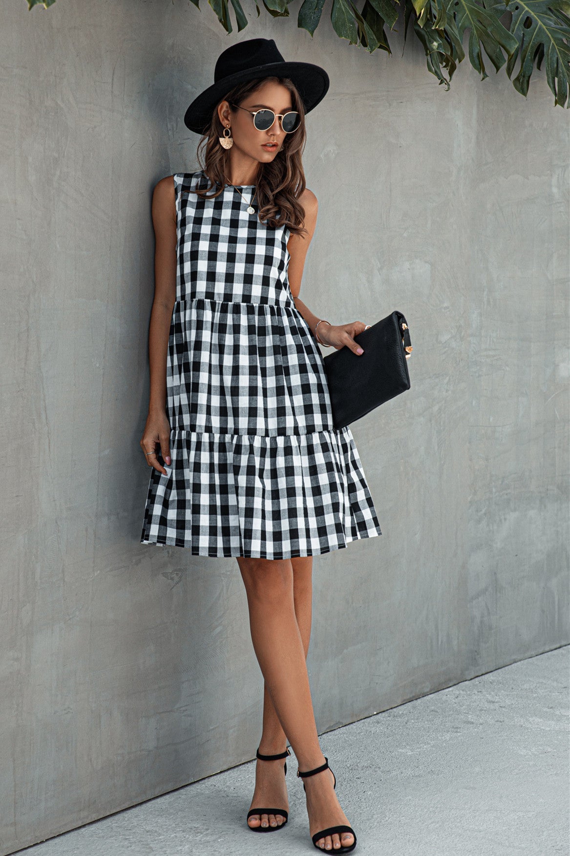 Stay Sweet Plaid Dress - Black