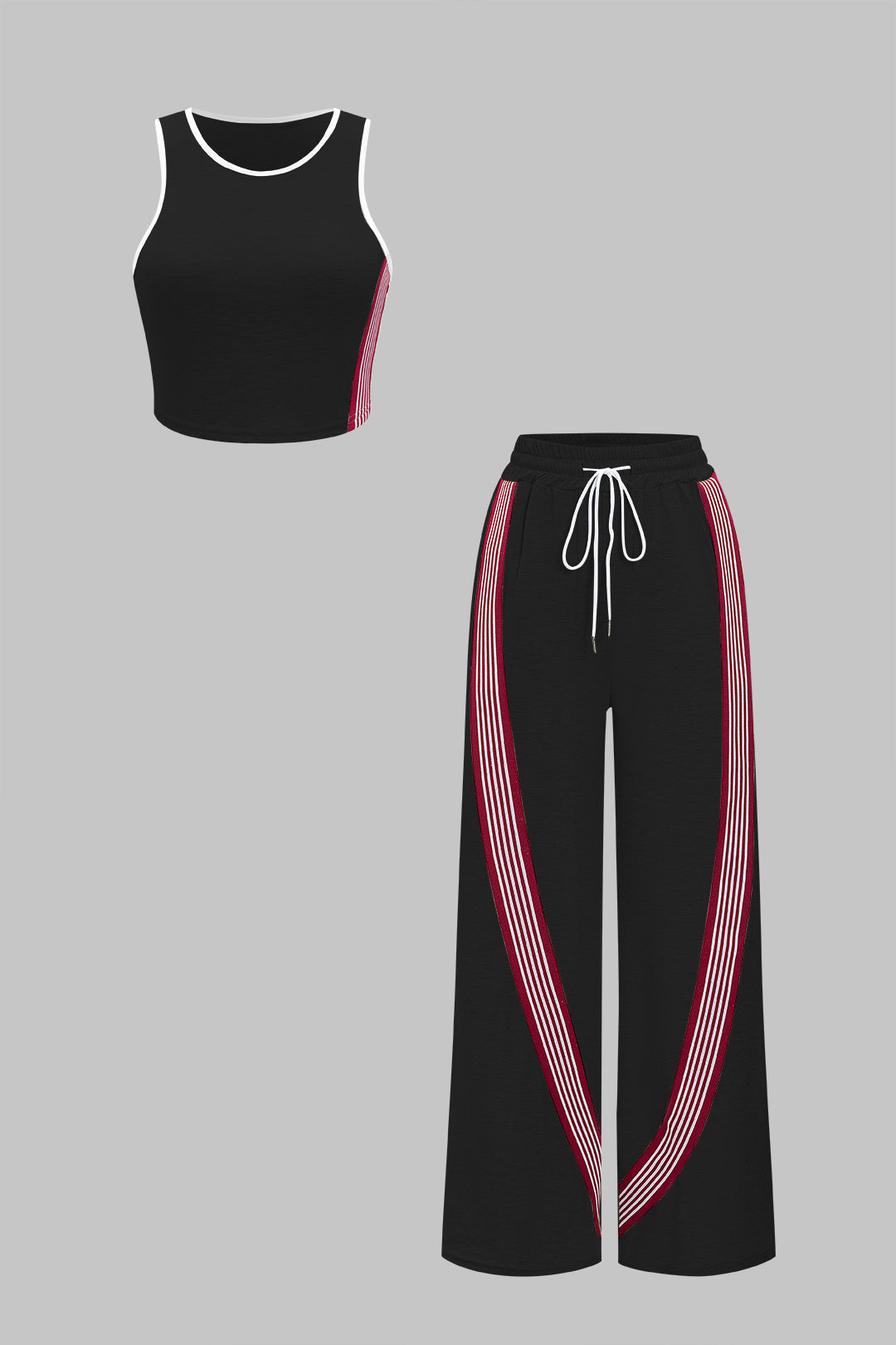 Stripes Tank Top And Wide Leg Pants Set