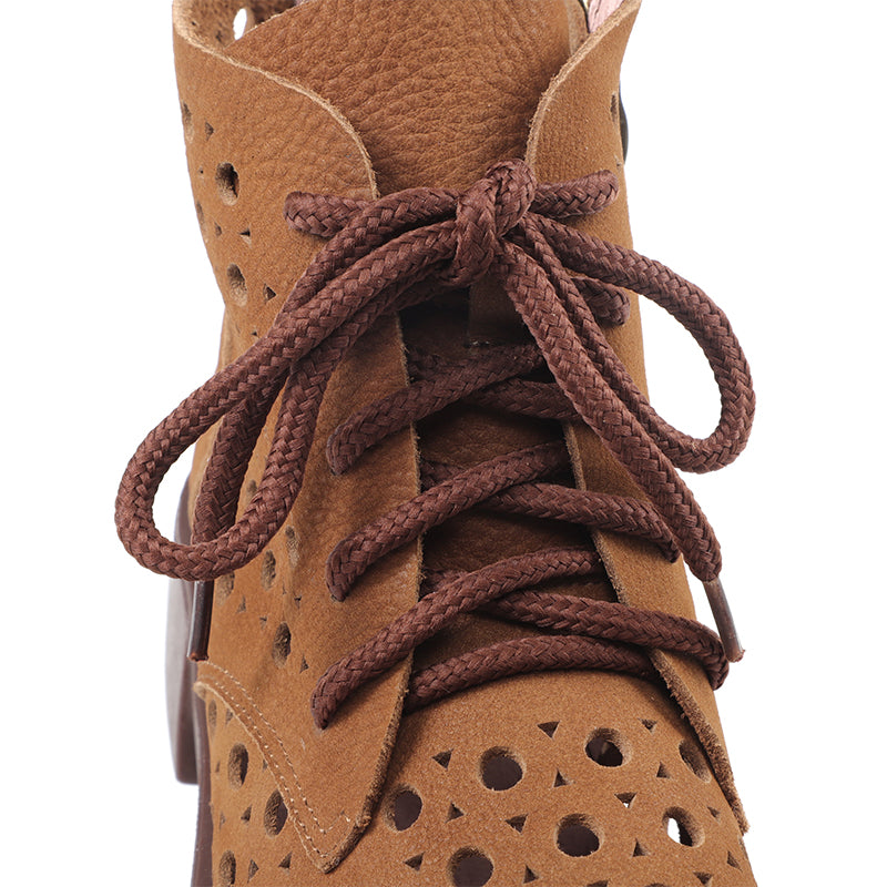 Handmade Leather Boots For Women in Brown/Coffee - Summer Booties