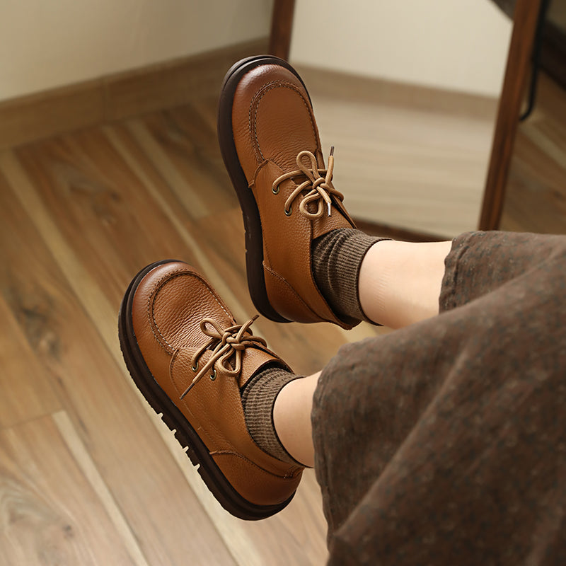 Soft Leather Ankle Boots Retro Round Toe Short Boots Women Mori Girl Boots Handmade