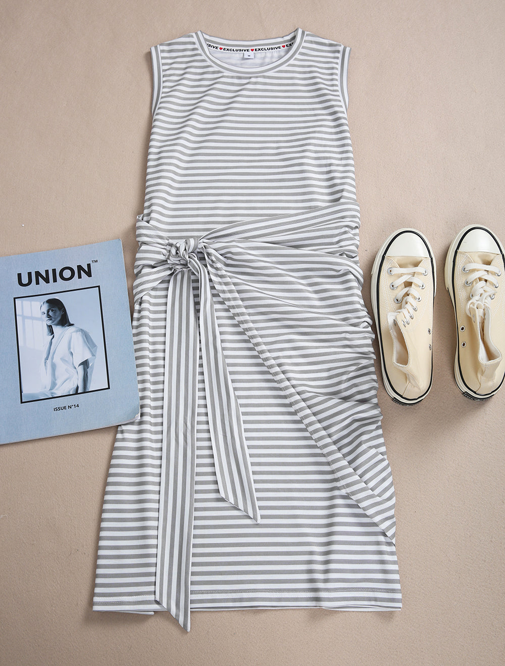 Classy Sleeveless Striped Print Mini Dress