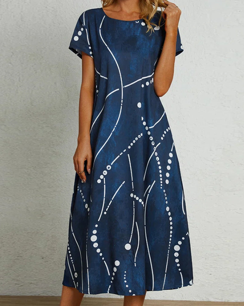 Printed short sleeve fashion dress