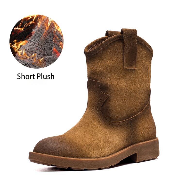 Matte Leather Western Boots Handmade Cowboy Boots Gradient Colors in Brown/Apricot