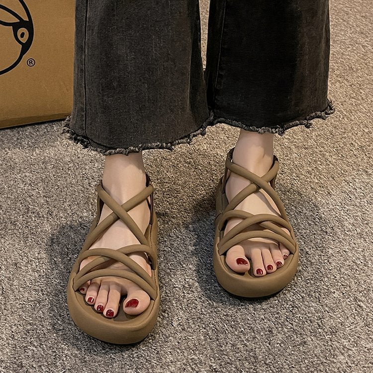 Women's Summer Dress Fairy Style Thick Bottom Sandals