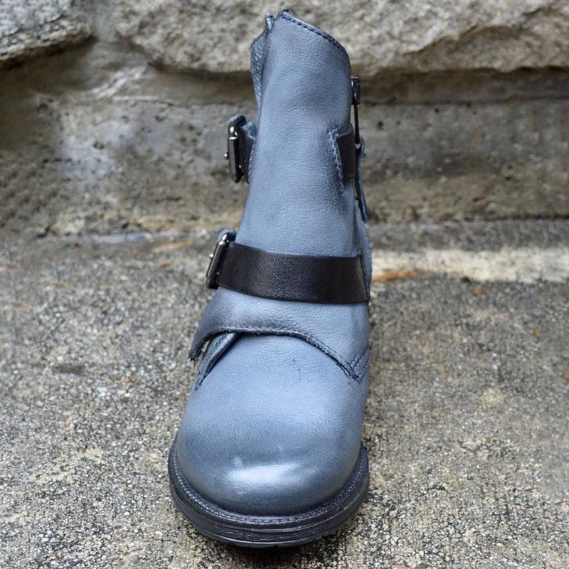 Women's Trendy Vintage Leather Booties With Buckle