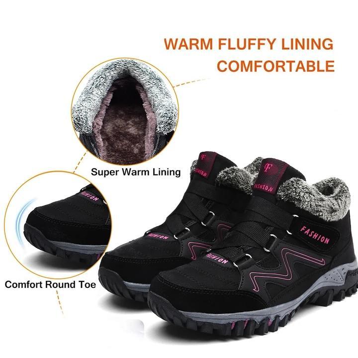 Men's and women's winter thermal velvet velcro buckle trendy joker hiking sneakers