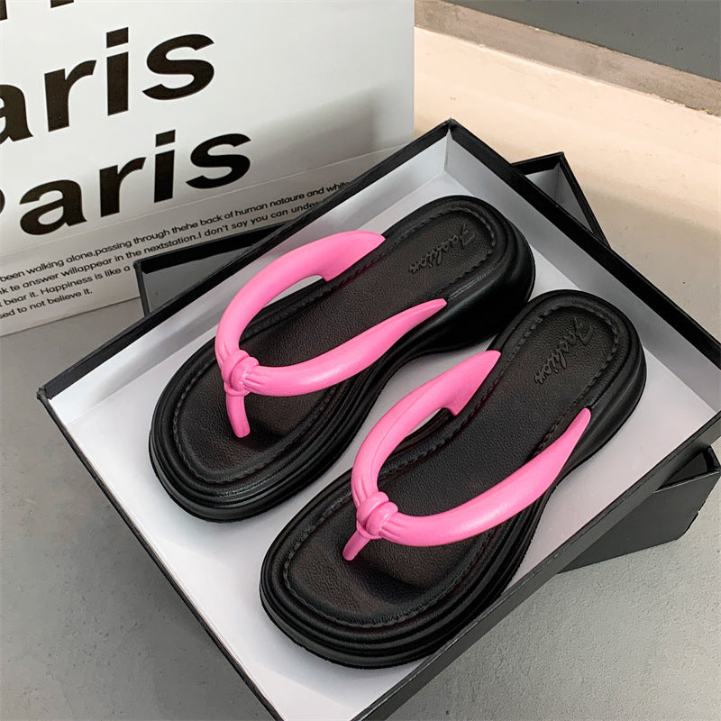 Women's Summer Thick-soled Two-color Matching Flip-flops Comfortable Sandals