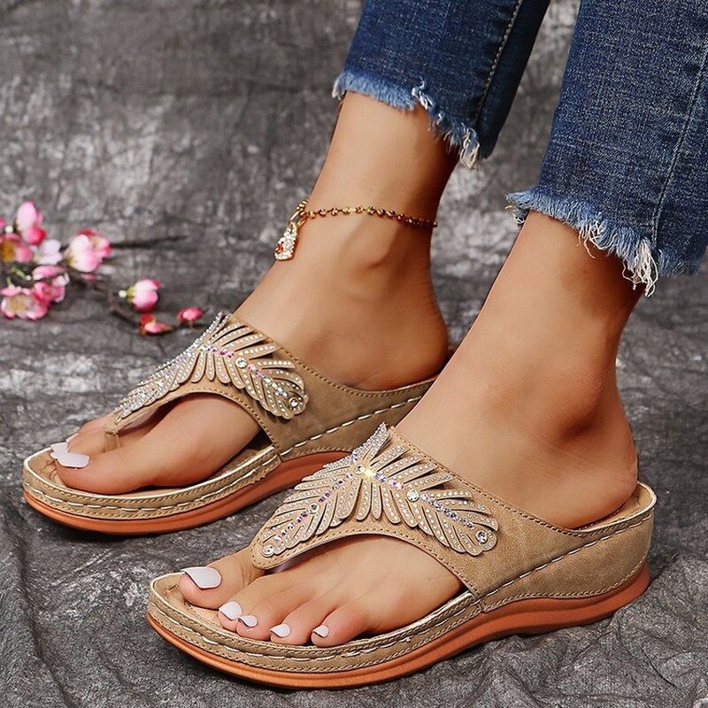 Slope Heel Flip Flops Sandals