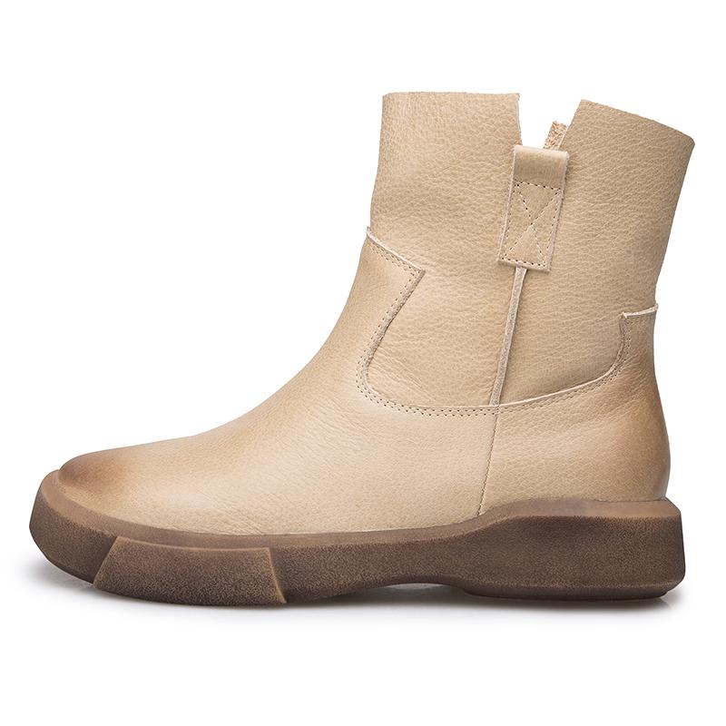 Waxing Leather Short Boots for Winter Side Zipper Chelsea Boots Black/Coffee