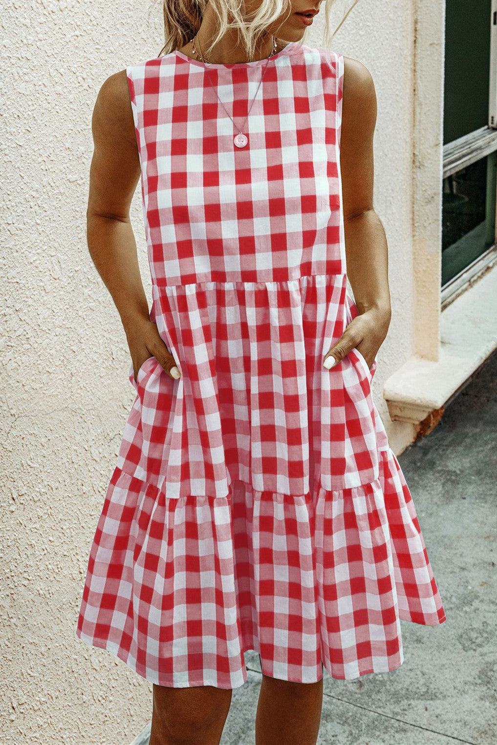 Stay Sweet Plaid Dress - Black