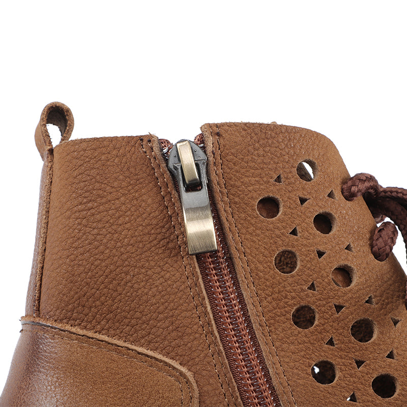 Handmade Leather Boots For Women in Brown/Coffee - Summer Booties