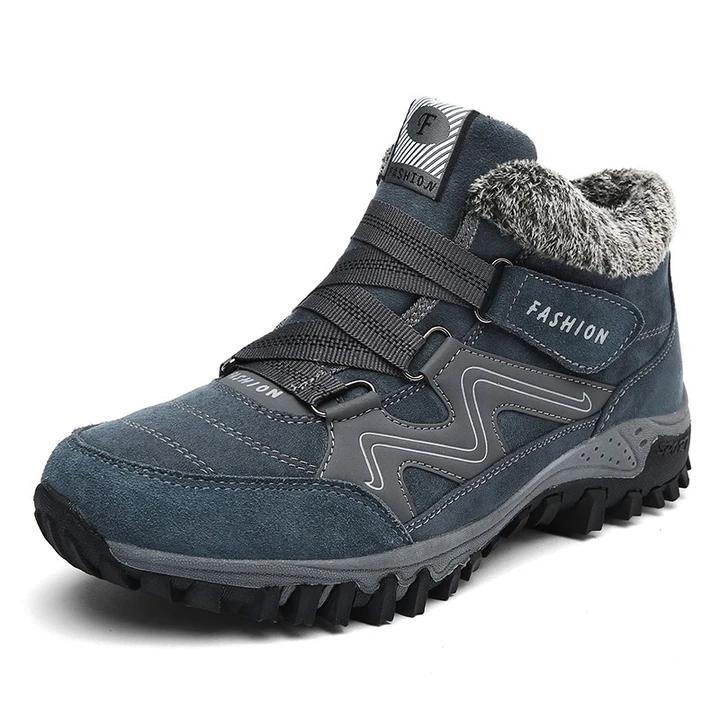 Men's and women's winter thermal velvet velcro buckle trendy joker hiking sneakers