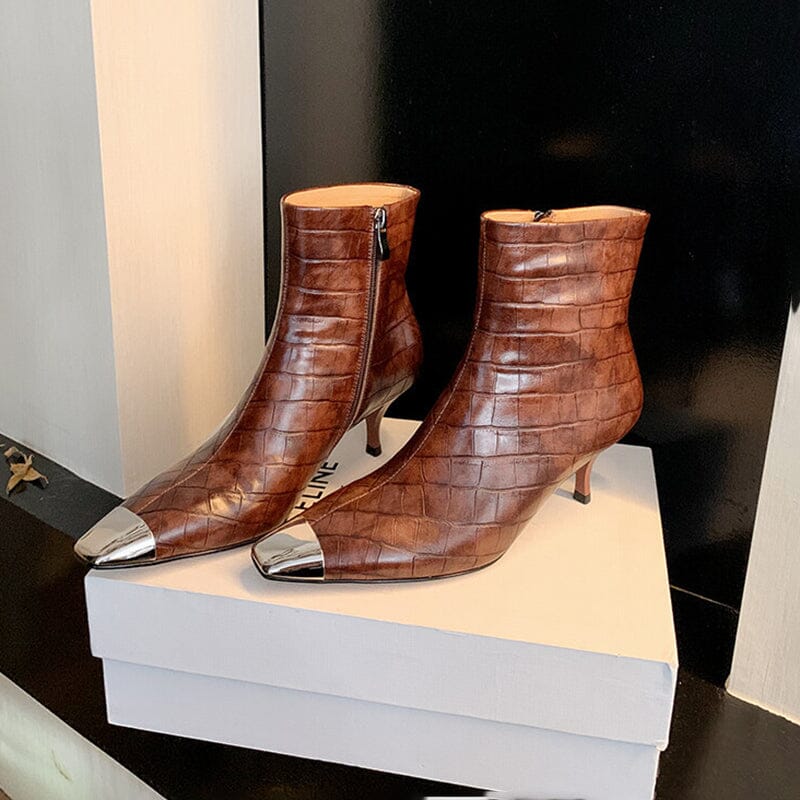 Classic Slimming Boots Elegant Glove-Like Ankle Boots Kitty Heel Side Zipper Boots