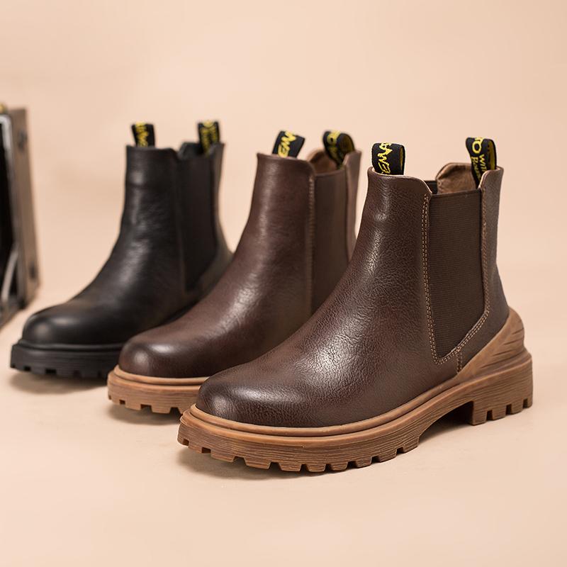 Leather Chelsea Boots Handmade Designer Ankle Boots Black/Coffee