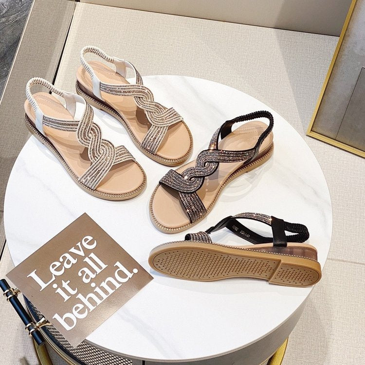 Women's Fairy Style Wedge Platform Rhinestone Peep Sandals