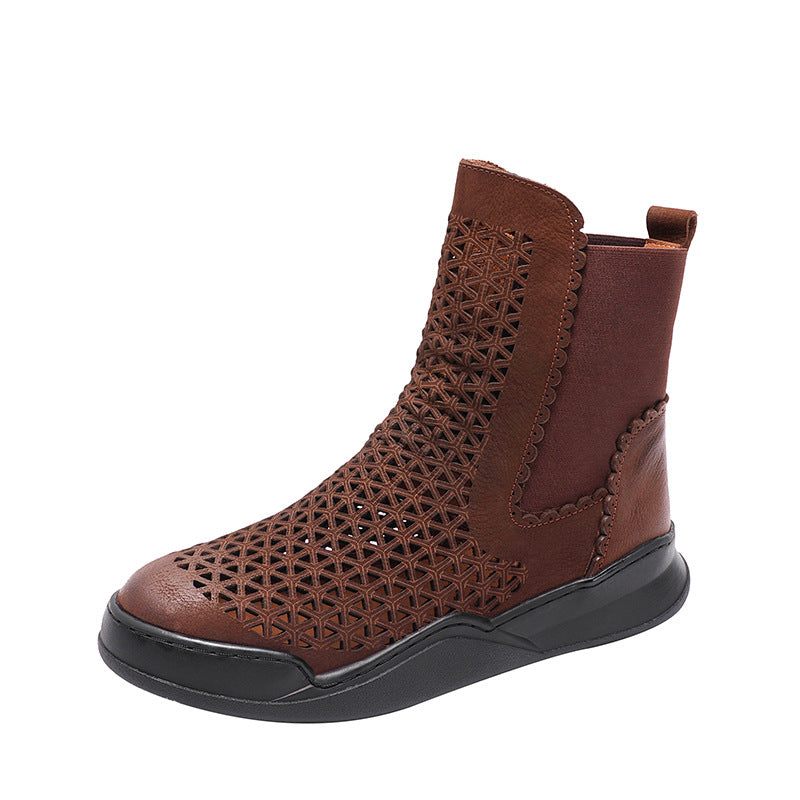 Handmade Leather Chelsea Boots For Women in Caramel/Coffee/Black - Summer Booties